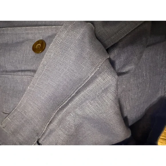 Maggy London Petties Sleeveless Belted Shirt Dress Blue Size 12 100% Linen - Picture 12 of 13